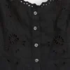 Vestido largo tipo camisola bordado de mezcla de lino