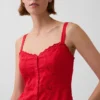 Vestido largo tipo camisola bordado de mezcla de lino