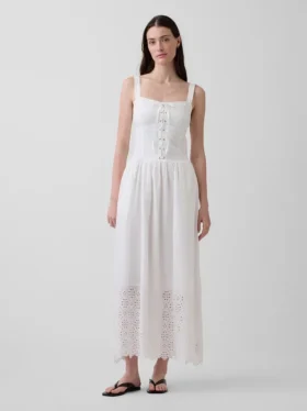 Vestido largo tipo corsé con cordones
