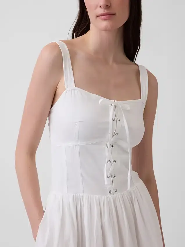 Vestido largo tipo corsé con cordones