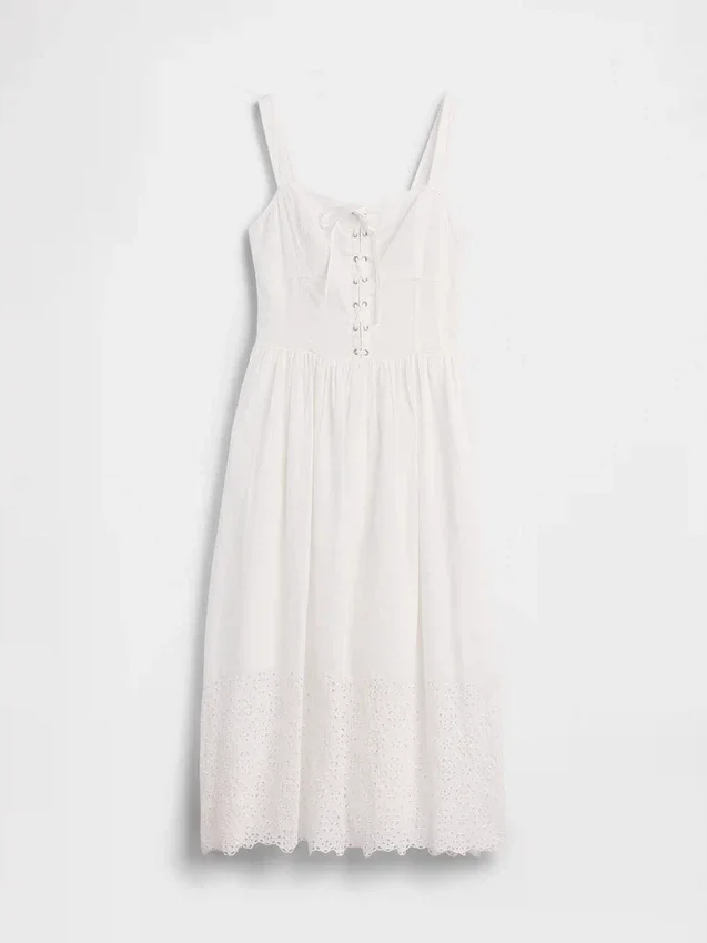 Vestido largo tipo corsé con cordones