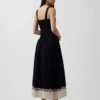 Vestido largo tipo corsé de cintura baja en mezcla de lino
