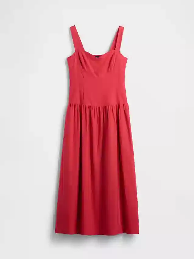 Vestido largo tipo corsé de cintura baja en mezcla de lino