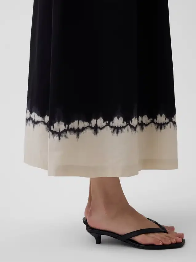 Vestido largo tipo corsé de cintura baja en mezcla de lino
