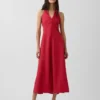 Vestido largo tipo halter de mezcla de lino