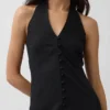 Vestido largo tipo halter de mezcla de lino