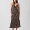 Vestido lencero midi con estampado de cebra