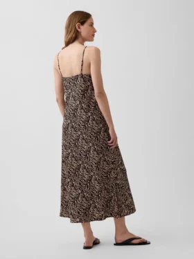 Vestido lencero midi con estampado de cebra