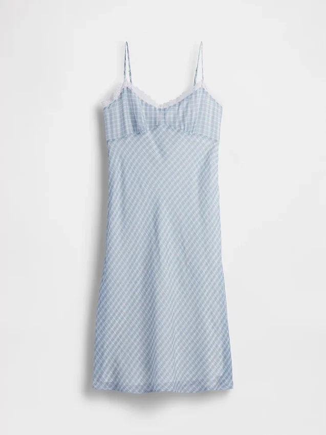 Vestido liso de largo medio a cuadros