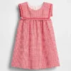 Vestido marinero de lino y algodón con estampado de cuadros vichy para bebés y niños pequeños