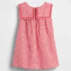 Vestido marinero de lino y algodón con estampado de cuadros vichy para bebés y niños pequeños