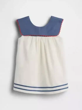 Vestido marinero de lino y algodón para bebé