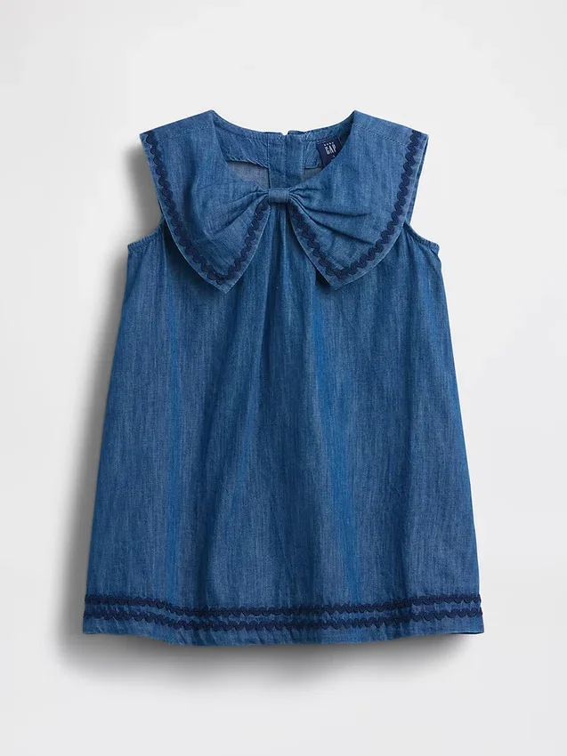Vestido marinero de mezclilla para bebés y niños pequeños