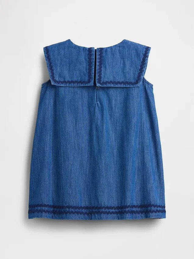 Vestido marinero de mezclilla para bebés y niños pequeños