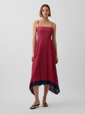 Vestido midi a rayas estilo pañuelo