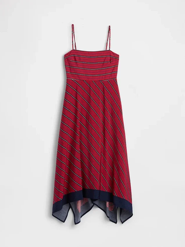 Vestido midi a rayas estilo pañuelo