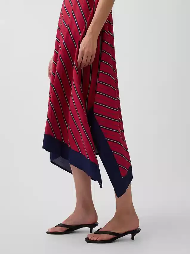 Vestido midi a rayas estilo pañuelo