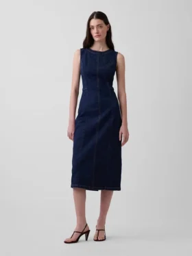 Vestido midi ajustado de mezclilla