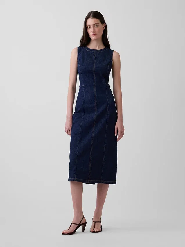 Vestido midi ajustado de mezclilla