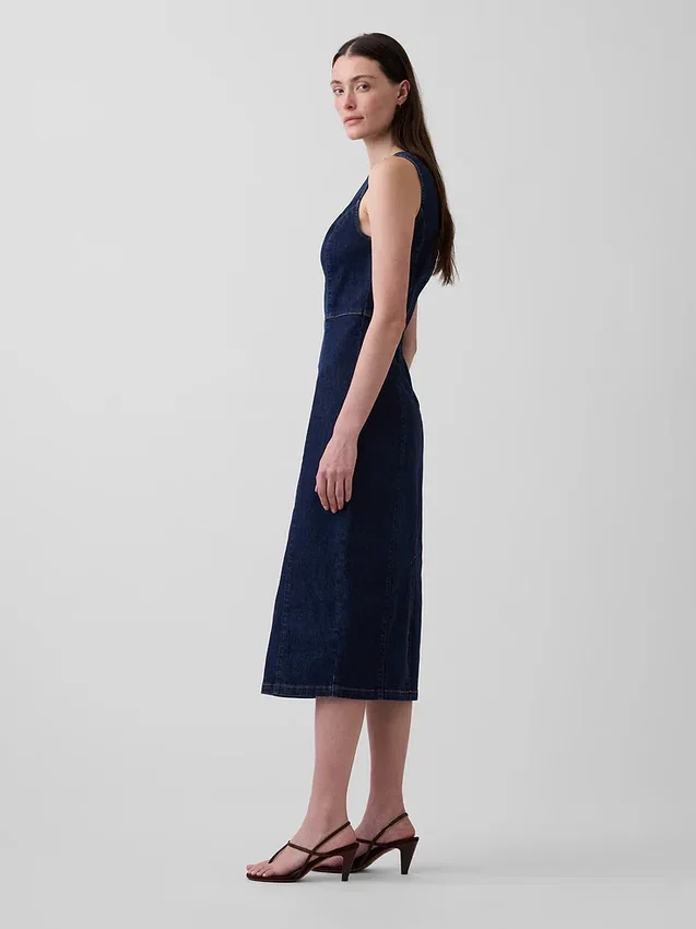Vestido midi ajustado de mezclilla