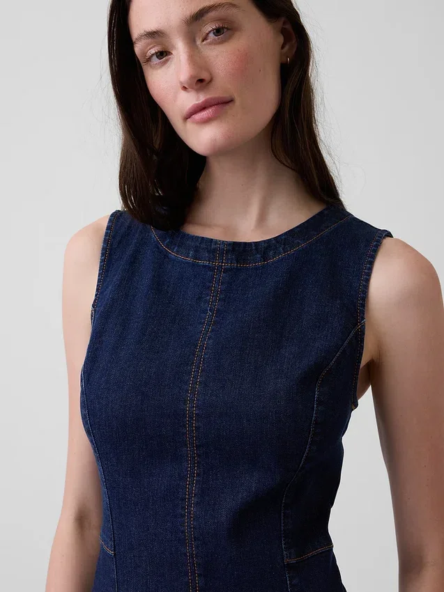 Vestido midi ajustado de mezclilla