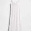 Vestido midi bordado de mezcla de lino