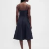 Vestido midi con cuello en V y costuras
