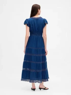 Vestido midi con ribete de encaje