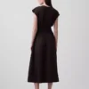 Vestido midi de cintura baja en mezcla de telas