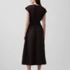 Vestido midi de cintura baja en mezcla de telas