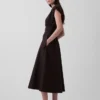 Vestido midi de cintura baja en mezcla de telas