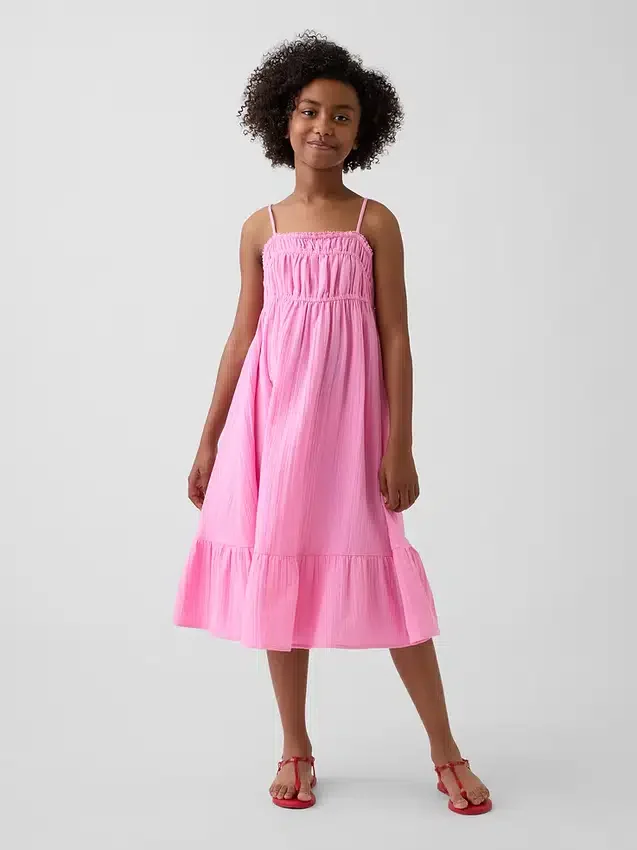 Vestido midi de gasa de algodón para niñas