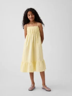 Vestido midi de gasa de algodón para niñas