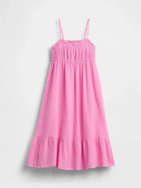 Vestido midi de gasa de algodón para niñas