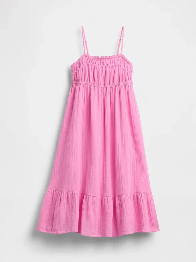 Vestido midi de gasa de algodón para niñas