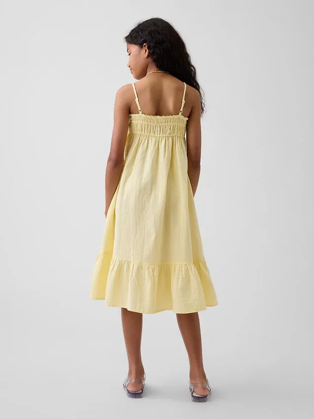 Vestido midi de gasa de algodón para niñas