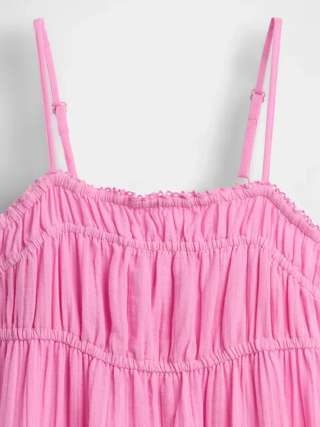 Vestido midi de gasa de algodón para niñas