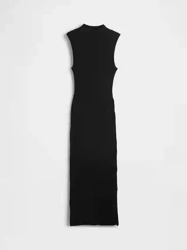 Vestido midi de jerséu acanalado