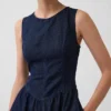 Vestido midi de mezclilla con cintura baja
