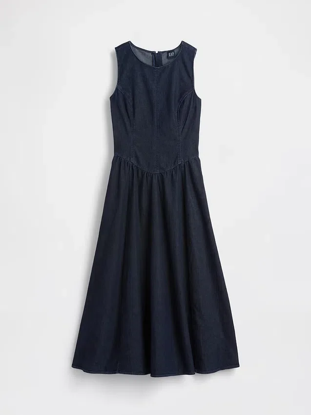 Vestido midi de mezclilla con cintura baja