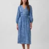 Vestido midi de mezclilla con cintura de piezas