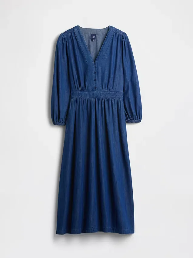 Vestido midi de mezclilla con cintura de piezas