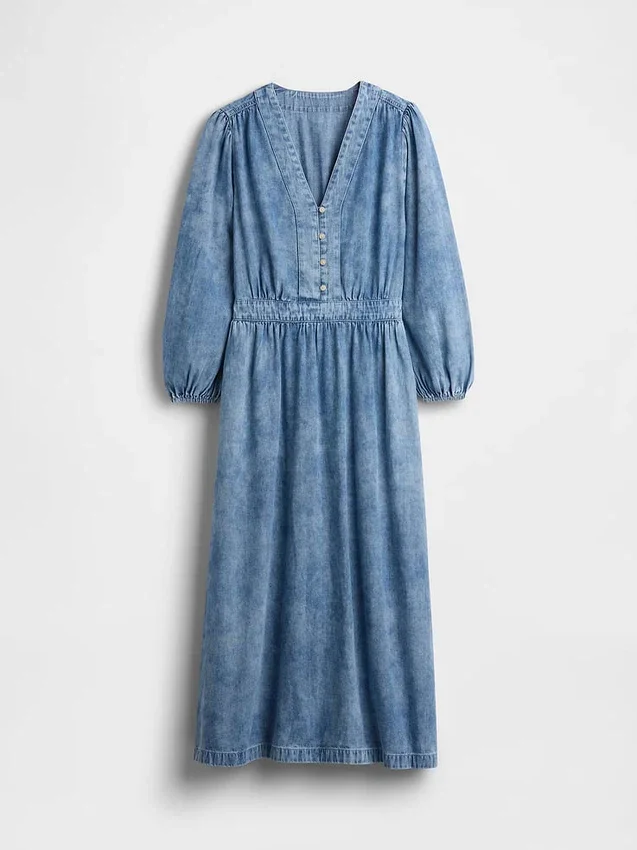 Vestido midi de mezclilla con cintura de piezas