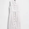 Vestido midi de mezclilla con cinturón para atar