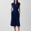 Vestido midi utilitario de mezclilla con cinturón para atar