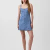 Vestido mini con paneles de mezclilla