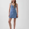 Vestido mini con paneles de mezclilla