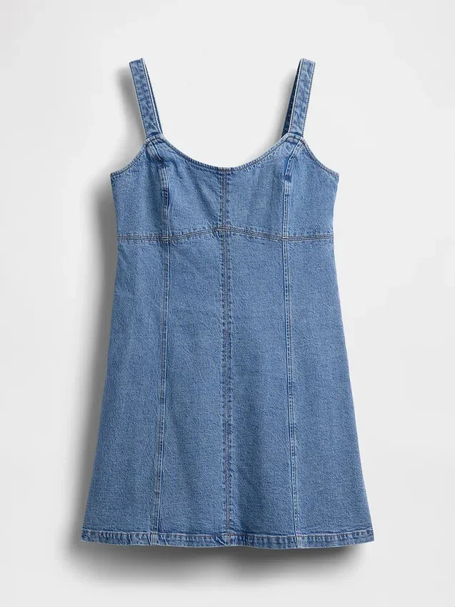 Vestido mini con paneles de mezclilla