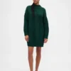 Vestido mini de jerséu oversize con cuello de tortuga