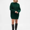 Vestido mini de jerséu oversize con cuello de tortuga